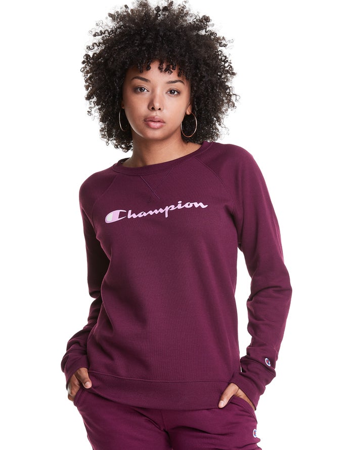 Sudadera Champion Mujer - Powerblend Fleece Classic Crew Script Logo ( Moradas Oscuro ) 9708615-OP